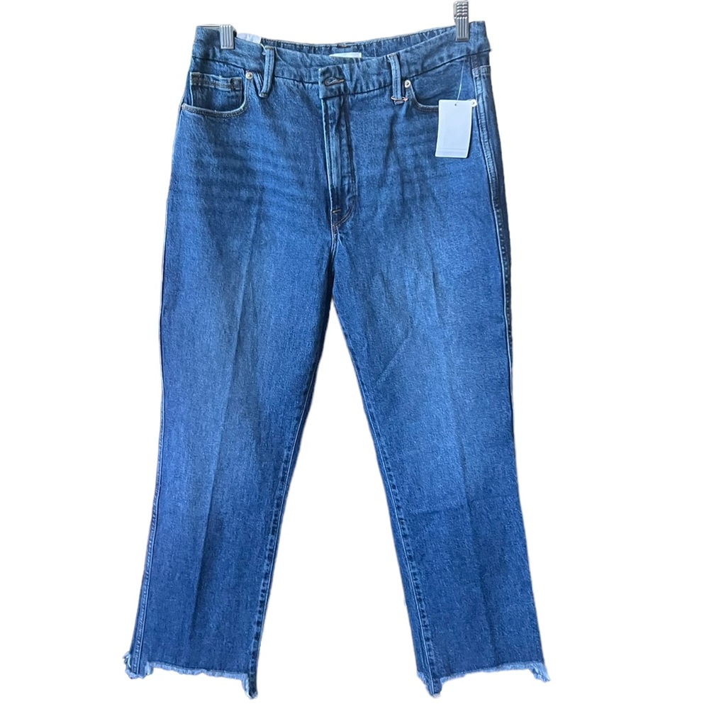 Good American Good Curve Straight Jeans Size 10/30 Raw Hem Booty Lifting Contour